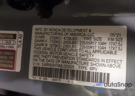 2021 Honda Cr-V Awd Special Edition from USA, damaged, VIN 5J6RW2H74ML023928